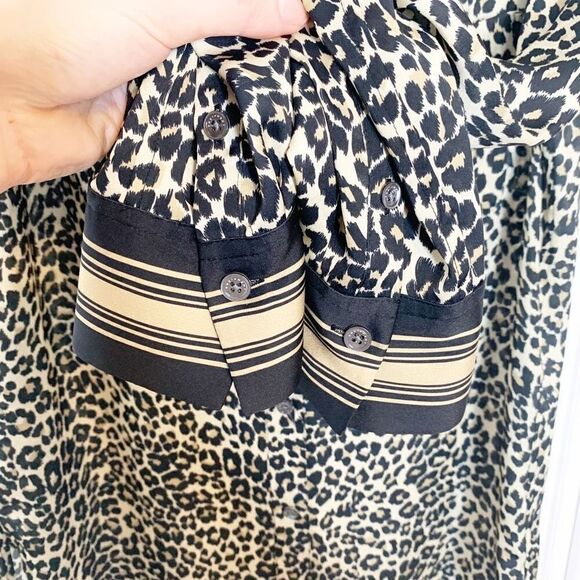 Equipment Women's Leopard Animal Print Bradner Shirt in Natural Multi Size - XS - Picture 11 of 13